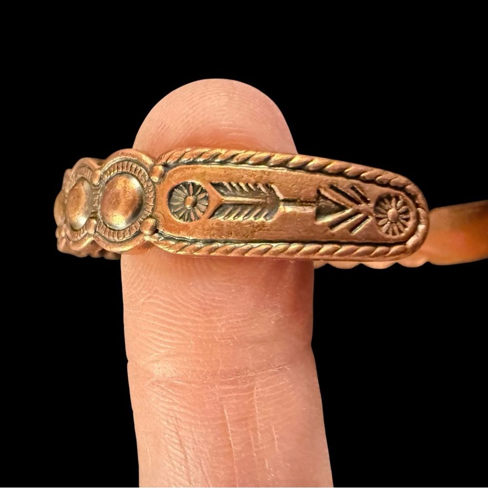 Native American Stamped Solid Copper Bracelet Cuf… - image 3